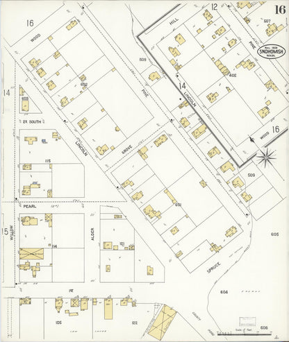 Sanborn Fire Insurance Map from Snohomish, Snohomish County, Washington (1908), Sheet #0016 - Complete Map Set gallery image, historic Sanborn map, vintage wall art, Washington Washington