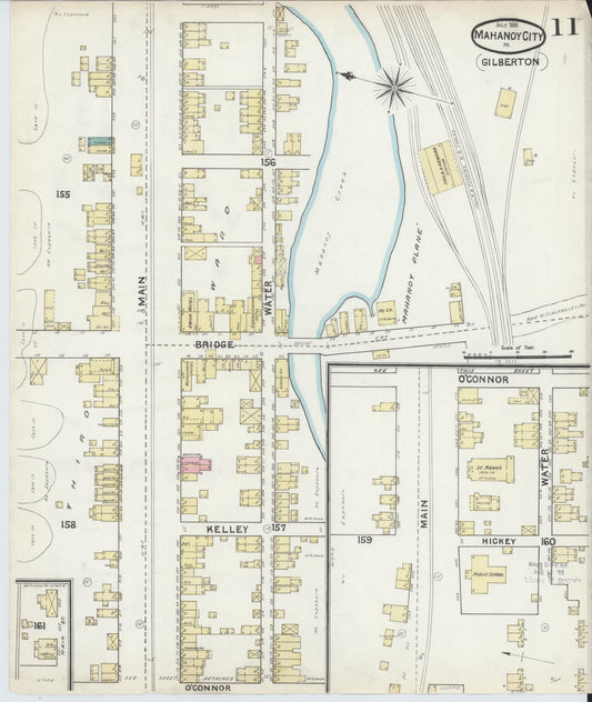 Sanborn Fire Insurance Map from Mahanoy City, Schuylkill County, Pennsylvania (1891), Sheet #0011 - Historic Sanborn Fire Insurance Map Print, vintage old map wall art, antique decor, genealogy gift, Pennsylvania Pennsylvania map