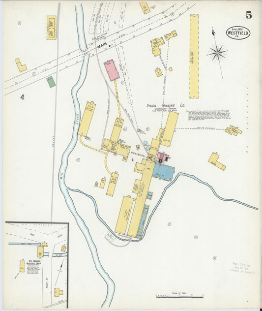 Sanborn Fire Insurance Map from Westfield, Tioga County, Pennsylvania (1900), Sheet #0005 - Historic Sanborn Fire Insurance Map Print, vintage old map wall art, antique decor, genealogy gift, Pennsylvania Pennsylvania map