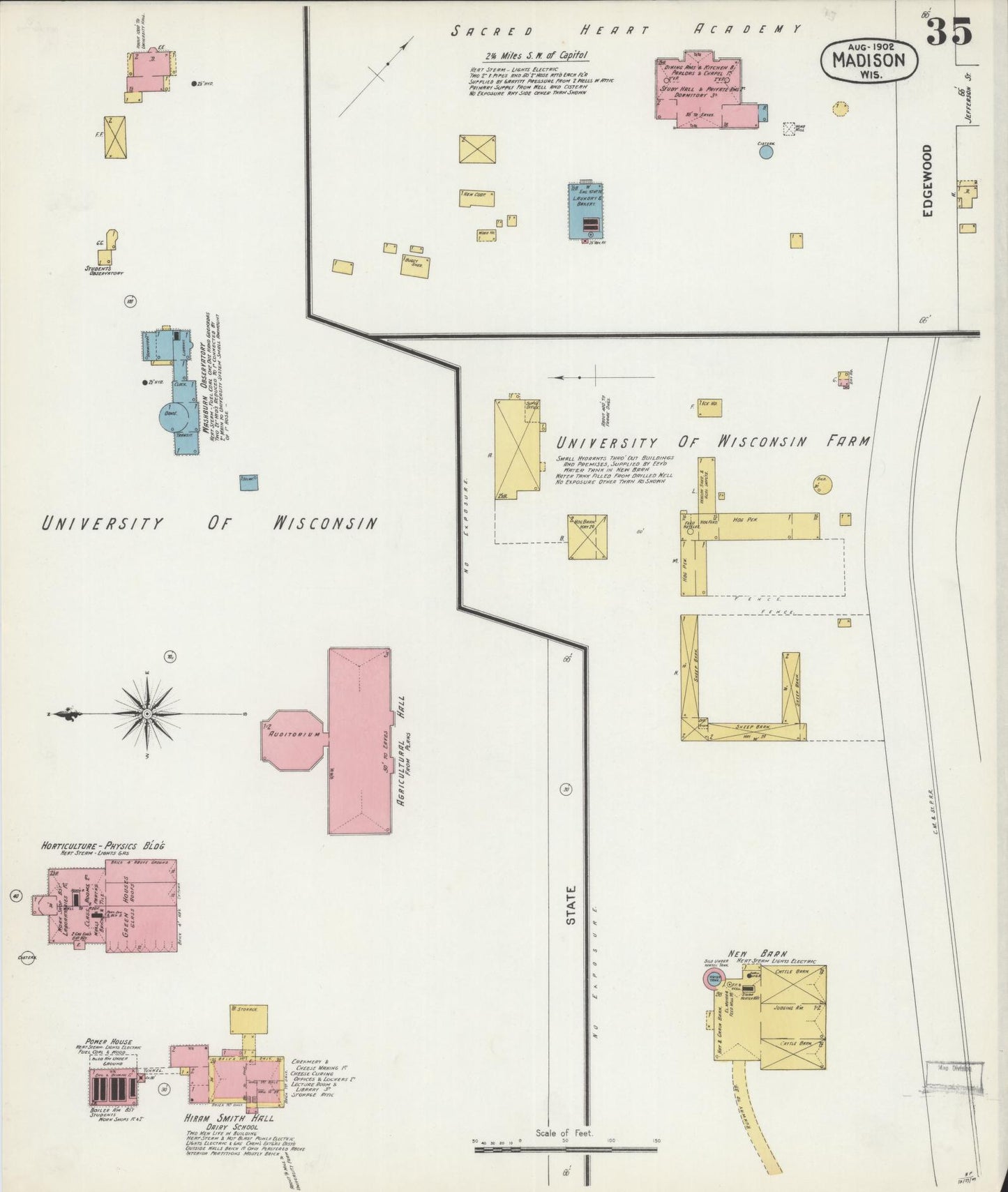 Sanborn Fire Insurance Map from Madison, Dane County, Wisconsin (1902), Sheet #0035 - Historic Sanborn Fire Insurance Map Print, vintage old map wall art, antique decor, genealogy gift, Wisconsin Wisconsin map