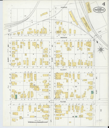 Sanborn Fire Insurance Map from Grand Haven, Ottawa County, Michigan (1906), Sheet #0004 - Complete Map Set gallery image, historic Sanborn map, vintage wall art, Michigan Michigan