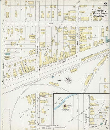 Sanborn Fire Insurance Map from Eagle River, Vilas County, Wisconsin (1894), Sheet #0002 - Complete Map Set gallery image, historic Sanborn map, vintage wall art, Wisconsin Wisconsin