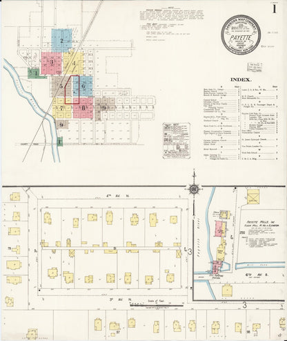 Sanborn Fire Insurance Map from Payette, Payette County, Idaho (1917), Sheet #0001 - Complete Map Set gallery image, historic Sanborn map, vintage wall art, Idaho Idaho