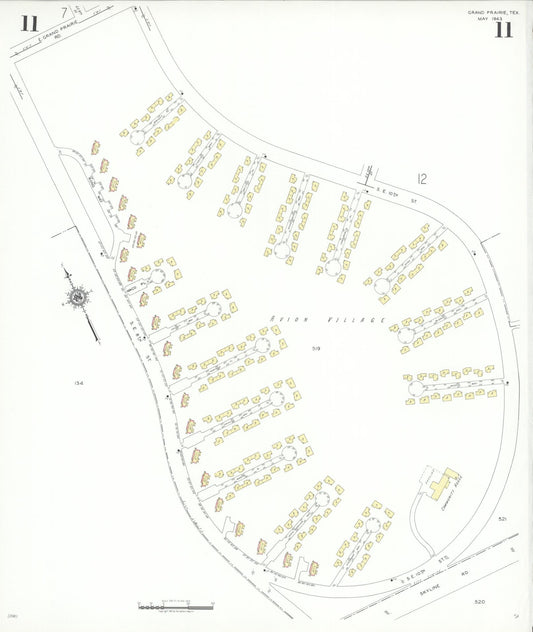Sanborn Fire Insurance Map from Grand Prairie, Dallas County, Texas (1943), Sheet #0011 - Historic Sanborn Fire Insurance Map Print, vintage old map wall art, antique decor, genealogy gift, Texas Texas map