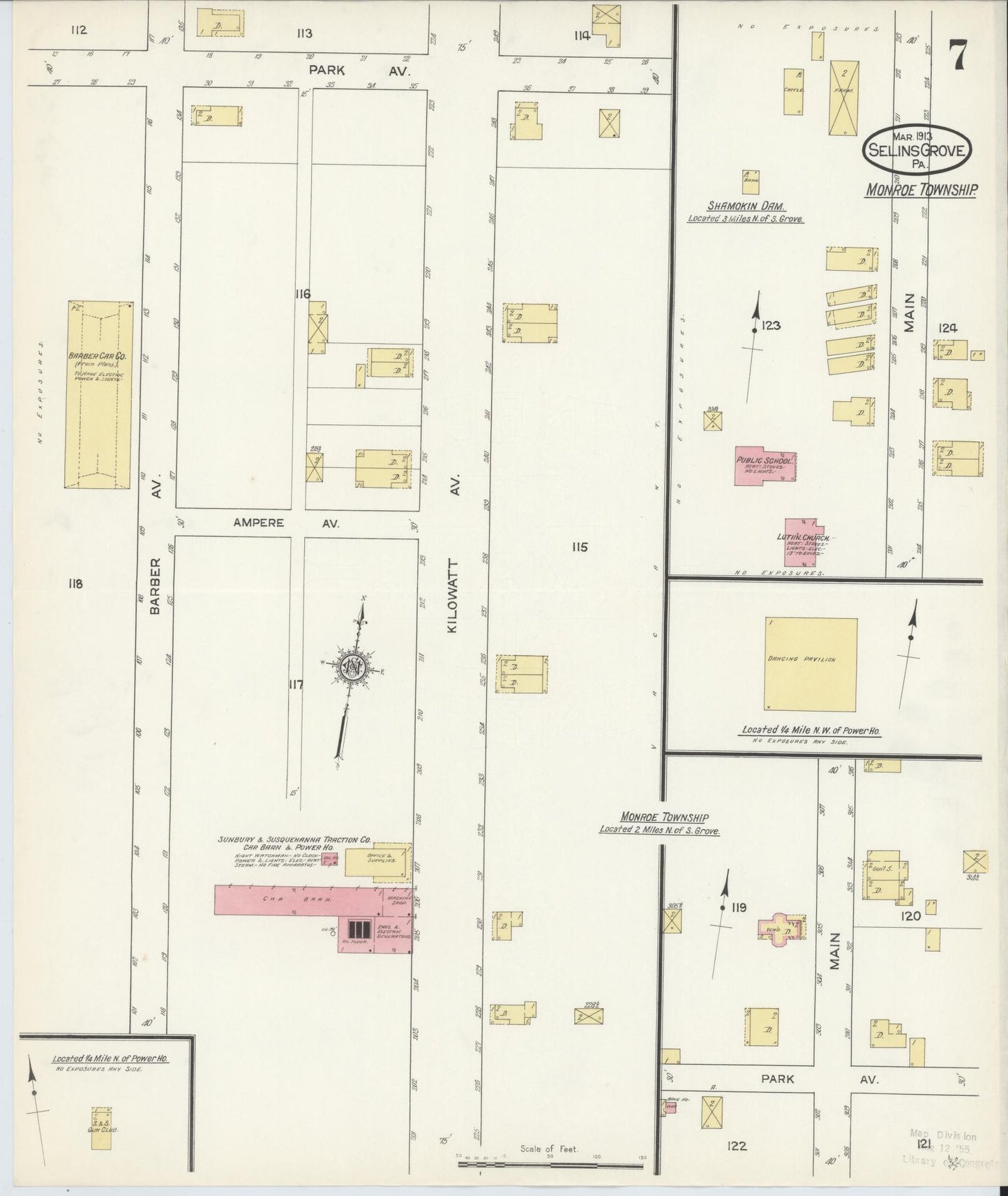 Sanborn Fire Insurance Map from Selins Grove, Snyder County, Pennsylvania (1913), Sheet #0007 - Complete Map Set gallery image, historic Sanborn map, vintage wall art, Pennsylvania Pennsylvania