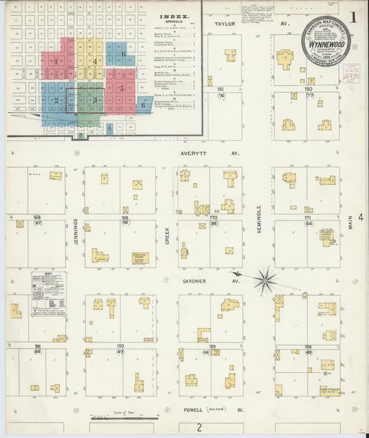 Sanborn Fire Insurance Map from Wynnewood, Garvin County, Oklahoma (1903), Sheet #0001 - Complete Map Set gallery image, historic Sanborn map, vintage wall art, Oklahoma Oklahoma