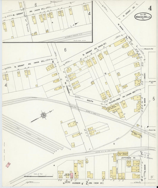 Sanborn Fire Insurance Map from Miners Mills, Luzerne County, Pennsylvania (1911), Sheet #0004 - Historic Sanborn Fire Insurance Map Print, vintage old map wall art, antique decor, genealogy gift, Pennsylvania Pennsylvania map
