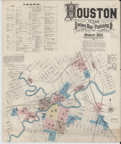 Sanborn Fire Insurance Map from Houston, Harris County, Texas (1885), Sheet #0001 - Complete Map Set gallery image, historic Sanborn map, vintage wall art, Texas Texas