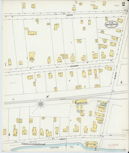 Sanborn Fire Insurance Map from Marathon, Cortland County, New York (1898), Sheet #0002 - Historic Sanborn Fire Insurance Map Print, vintage old map wall art, antique decor, genealogy gift, New York New York map