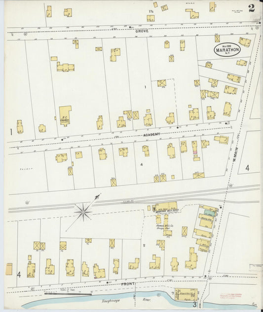 Sanborn Fire Insurance Map from Marathon, Cortland County, New York (1898), Sheet #0002 - Historic Sanborn Fire Insurance Map Print, vintage old map wall art, antique decor, genealogy gift, New York New York map