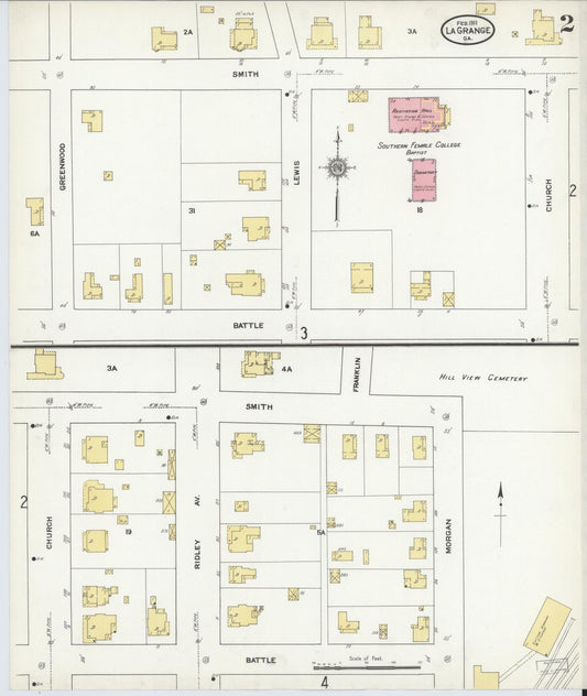 Sanborn Fire Insurance Map from La Grange, Troup County, Georgia (1911), Sheet #0002 - Historic Sanborn Fire Insurance Map Print, vintage old map wall art, antique decor, genealogy gift, Georgia Georgia map
