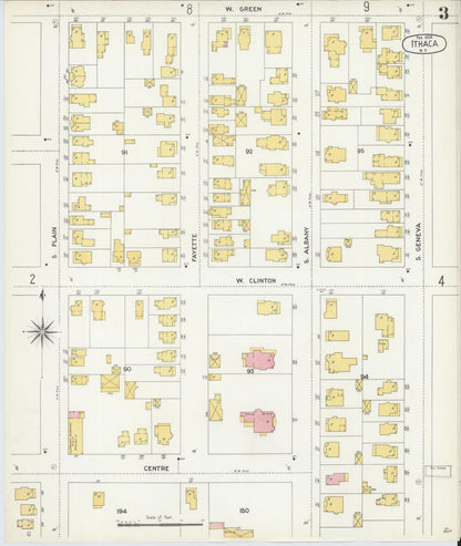 Sanborn Fire Insurance Map from Ithaca, Tompkins County, New York (1904), Sheet #0003 - Complete Map Set gallery image, historic Sanborn map, vintage wall art, New York New York