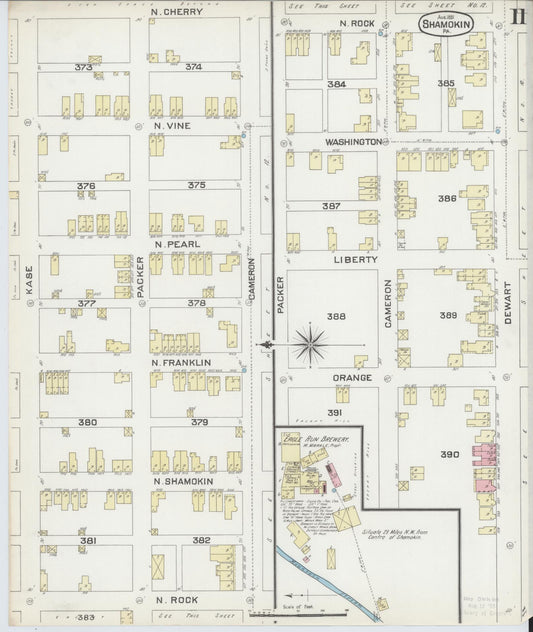 Sanborn Fire Insurance Map from Shamokin, Northumberland County, Pennsylvania (1891), Sheet #0011 - Historic Sanborn Fire Insurance Map Print, vintage old map wall art, antique decor, genealogy gift, Pennsylvania Pennsylvania map