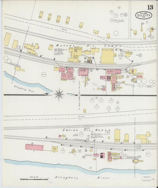 Sanborn Fire Insurance Map from Oil City, Venango County, Pennsylvania (1895), Sheet #0013 - Historic Sanborn Fire Insurance Map Print, vintage old map wall art, antique decor, genealogy gift, Pennsylvania Pennsylvania map