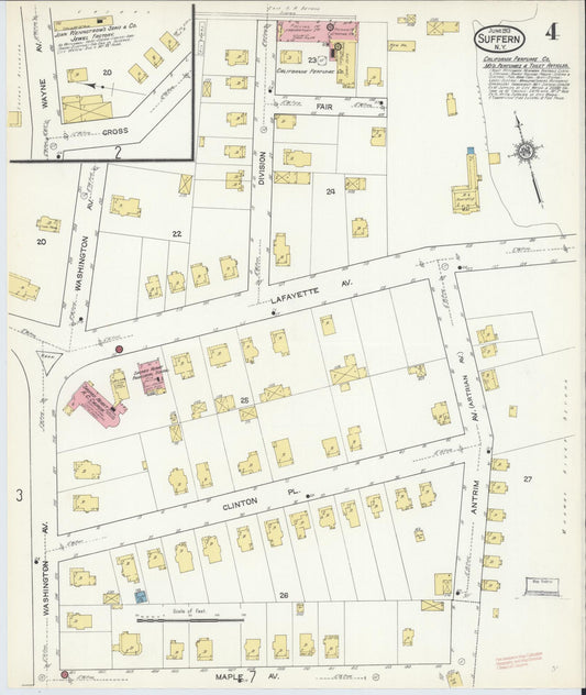 Sanborn Fire Insurance Map from Suffern, Rockland County, New York (1913), Sheet #0004 - Historic Sanborn Fire Insurance Map Print, vintage old map wall art, antique decor, genealogy gift, New York New York map