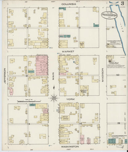 Sanborn Fire Insurance Map from Rochester, Fulton County, Indiana (1885), Sheet #0003 - Historic Sanborn Fire Insurance Map Print, vintage old map wall art, antique decor, genealogy gift, Indiana Indiana map