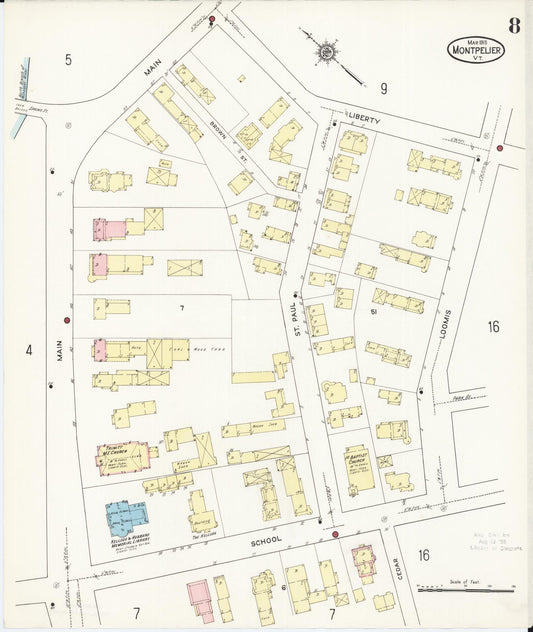 Sanborn Fire Insurance Map from Montpelier, Washington County, Vermont (1915), Sheet #0008 - Historic Sanborn Fire Insurance Map Print, vintage old map wall art, antique decor, genealogy gift, Vermont Vermont map