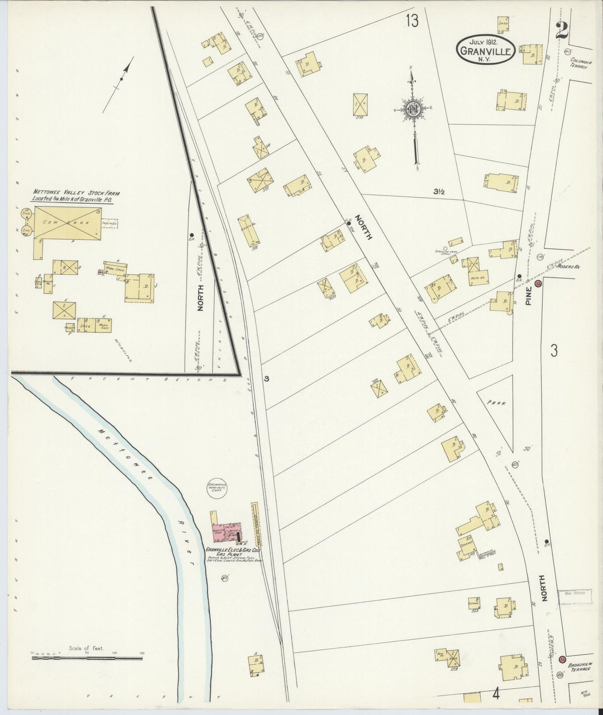 Sanborn Fire Insurance Map from Granville, Washington County, New York (1912), Sheet #0002 - Historic Sanborn Fire Insurance Map Print, vintage old map wall art, antique decor, genealogy gift, New York New York map