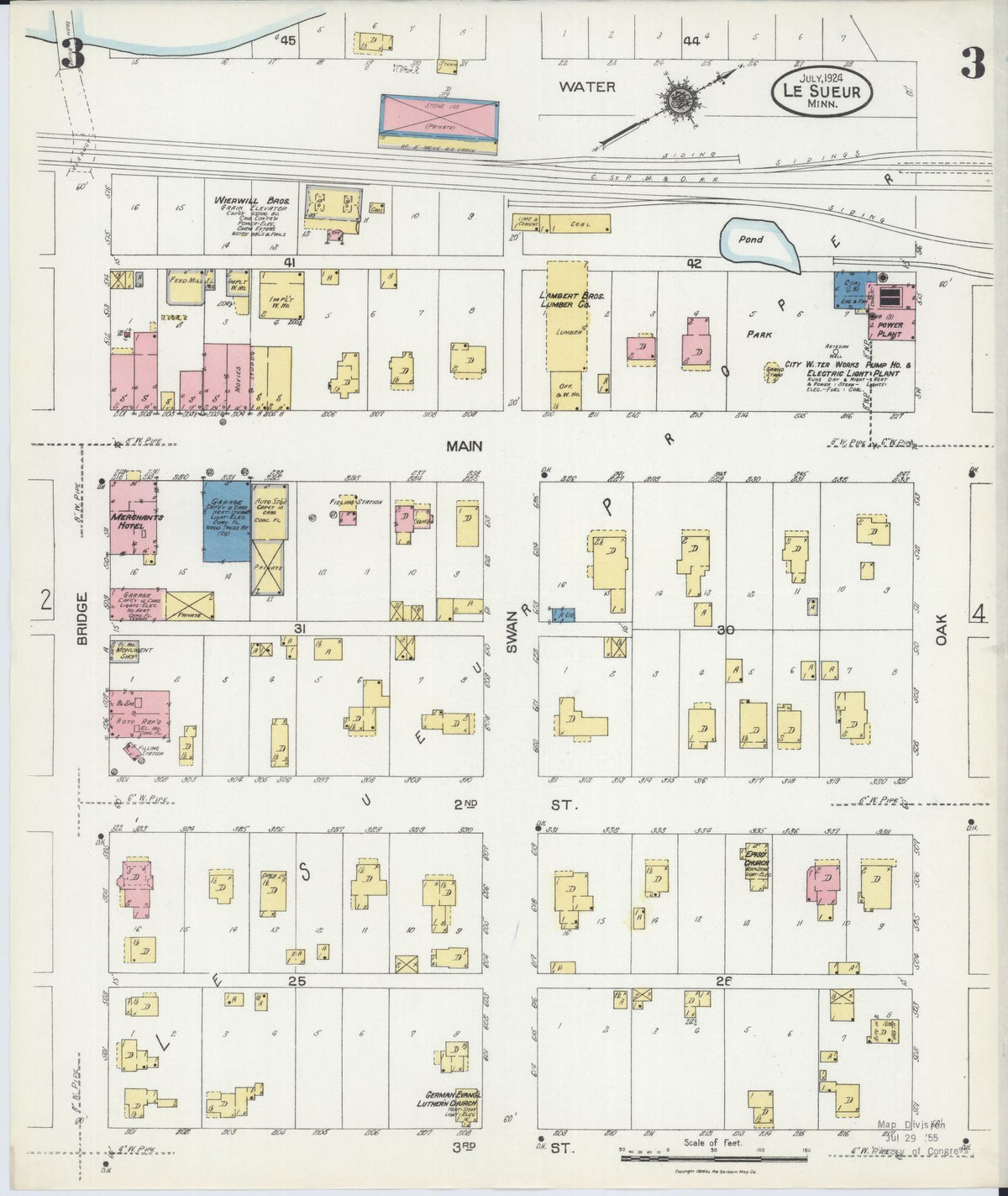 Sanborn Fire Insurance Map from Le Sueur, Le Sueur County, Minnesota (1924), Sheet #0003 - Historic Sanborn Fire Insurance Map Print, vintage old map wall art, antique decor, genealogy gift, Minnesota Minnesota map