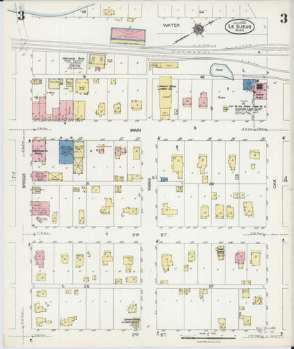 Sanborn Fire Insurance Map from Le Sueur, Le Sueur County, Minnesota (1924), Sheet #0003 - Historic Sanborn Fire Insurance Map Print, vintage old map wall art, antique decor, genealogy gift, Minnesota Minnesota map