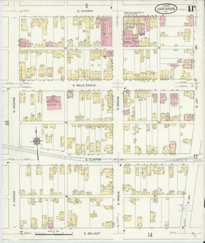 Sanborn Fire Insurance Map from Lock Haven, Clinton County, Pennsylvania (1914), Sheet #0011 - Historic Sanborn Fire Insurance Map Print, vintage old map wall art, antique decor, genealogy gift, Pennsylvania Pennsylvania map