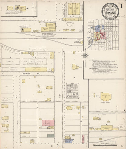Sanborn Fire Insurance Map from Sunnyside, Yakima County, Washington (1910), Sheet #0001 - Complete Map Set gallery image, historic Sanborn map, vintage wall art, Washington Washington
