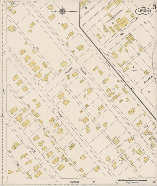 Sanborn Fire Insurance Map from Leavenworth, Chelan County, Washington (1921), Sheet #0005 - Historic Sanborn Fire Insurance Map Print, vintage old map wall art, antique decor, genealogy gift, Washington Washington map