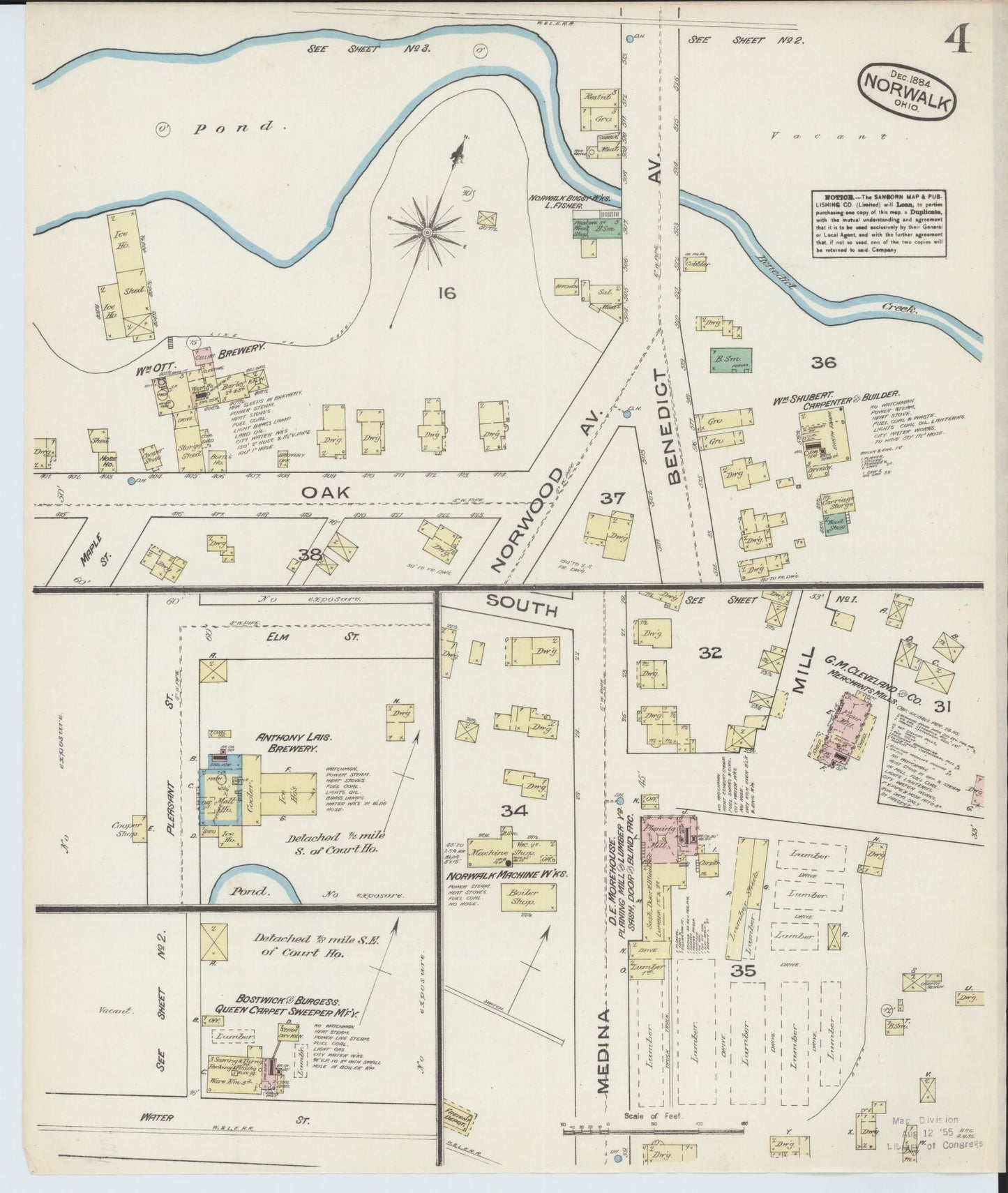 Sanborn Fire Insurance Map from Norwalk, Huron County, Ohio (1884), Sheet #0004 - Complete Map Set gallery image, historic Sanborn map, vintage wall art, Ohio Ohio
