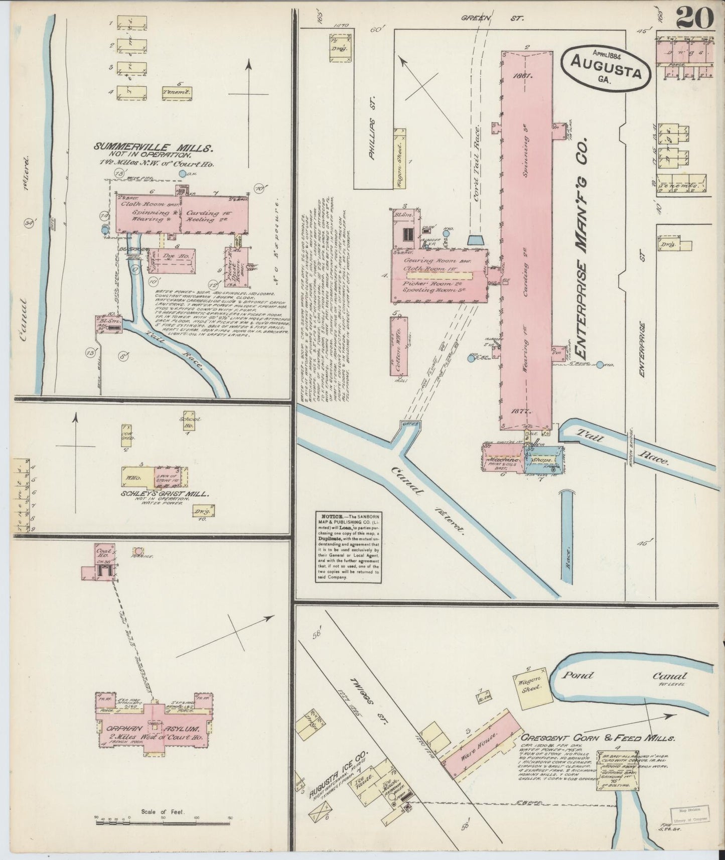 Sanborn Fire Insurance Map from Augusta, Richmond County, Georgia (1884), Sheet #0020 - Complete Map Set gallery image, historic Sanborn map, vintage wall art, Georgia Georgia