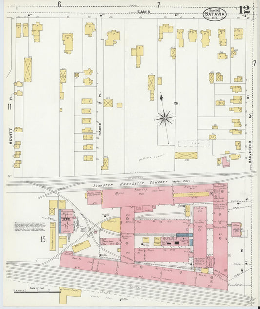 Sanborn Fire Insurance Map from Batavia, Genesee County, New York (1906), Sheet #0012 - Historic Sanborn Fire Insurance Map Print, vintage old map wall art, antique decor, genealogy gift, New York New York map