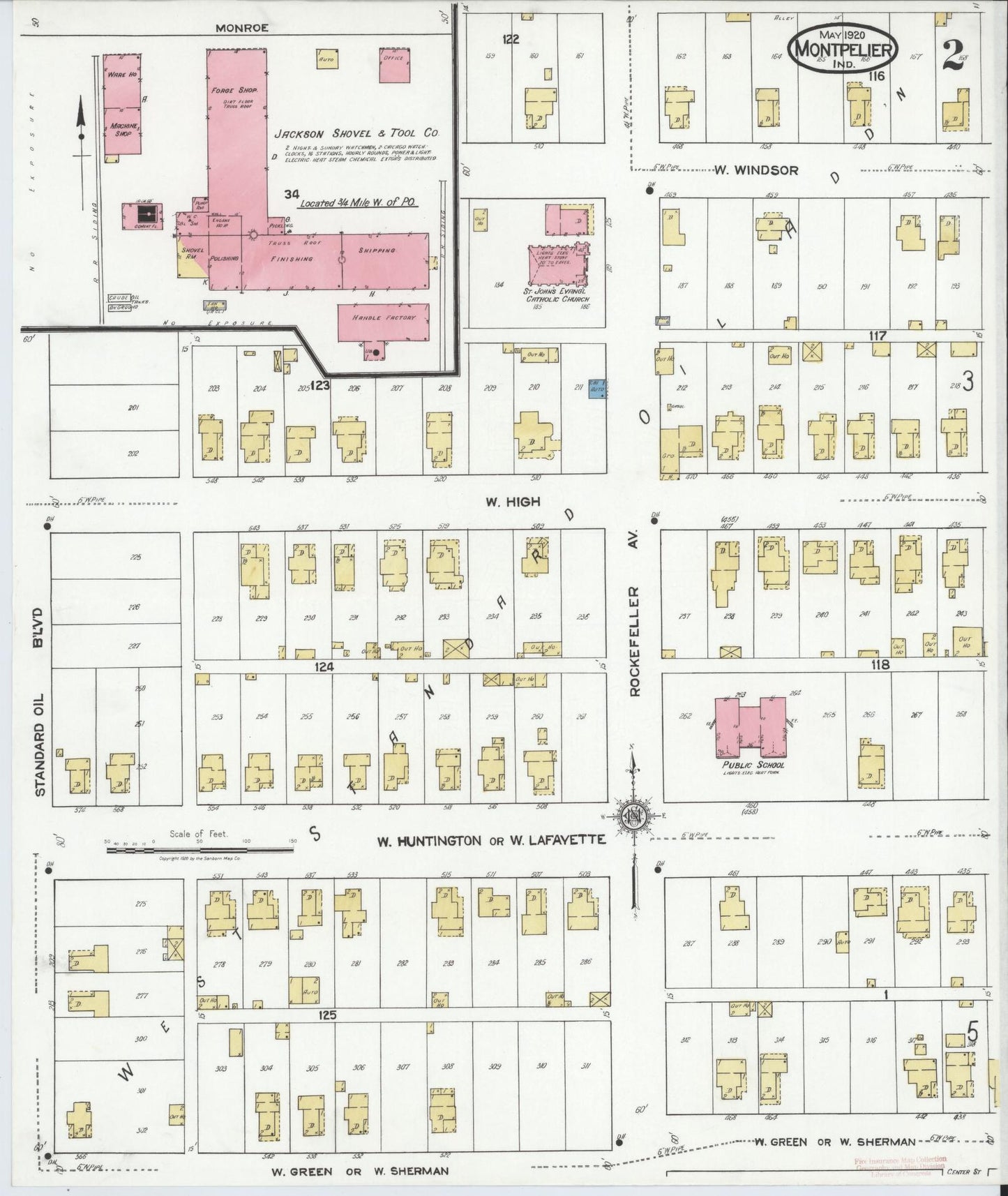 Sanborn Fire Insurance Map from Montpelier, Blackford County, Indiana (1920), Sheet #0002 - Complete Map Set gallery image, historic Sanborn map, vintage wall art, Indiana Indiana
