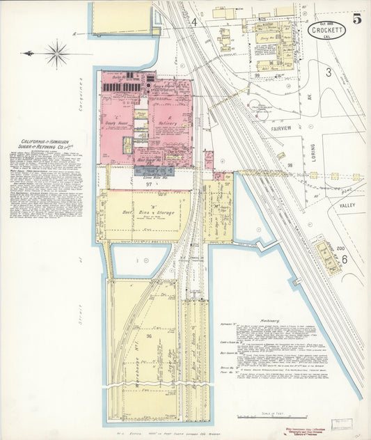 Sanborn Fire Insurance Map from Crockett, Contra Costa County, California (1899), Sheet #0005 - Historic Sanborn Fire Insurance Map Print, vintage old map wall art, antique decor, genealogy gift, California California map