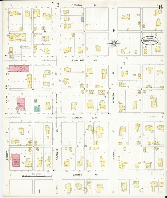 Sanborn Fire Insurance Map from Indianola, Warren County, Iowa (1907), Sheet #0006 - Historic Sanborn Fire Insurance Map Print, vintage old map wall art