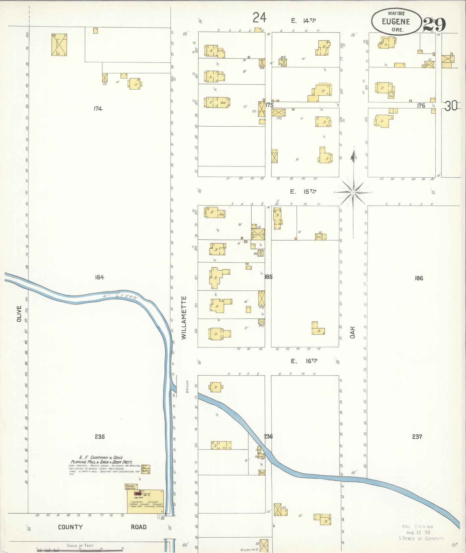 Sanborn Fire Insurance Map from Eugene, Lane County, Oregon (1902), Sheet #0029 - Complete Map Set gallery image, historic Sanborn map, vintage wall art, Oregon Oregon