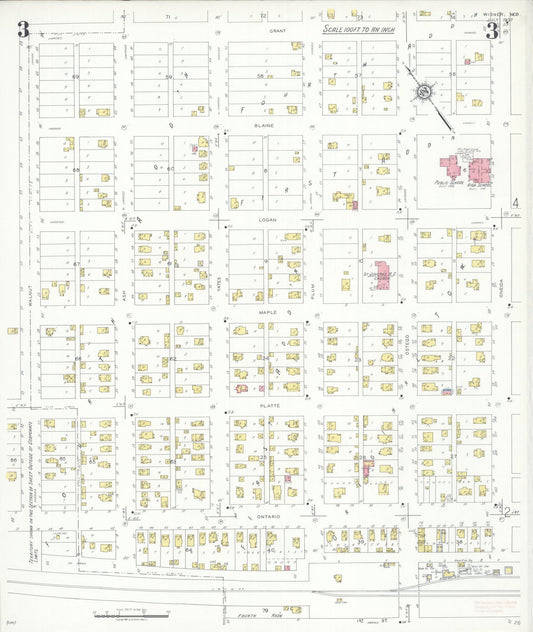 Sanborn Fire Insurance Map from Wisner, Cuming County, Nebraska (1937), Sheet #0003 - Historic Sanborn Fire Insurance Map Print, vintage old map wall art, antique decor, genealogy gift, Nebraska Nebraska map