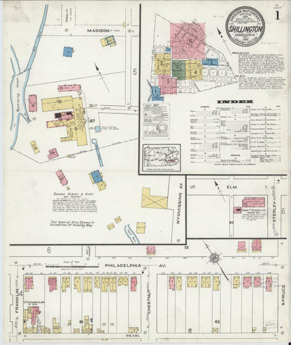Sanborn Fire Insurance Map from Shillington, Berks County, Pennsylvania (1920), Sheet #0001 - Historic Sanborn Fire Insurance Map Print, vintage old map wall art, antique decor, genealogy gift, Pennsylvania Pennsylvania map