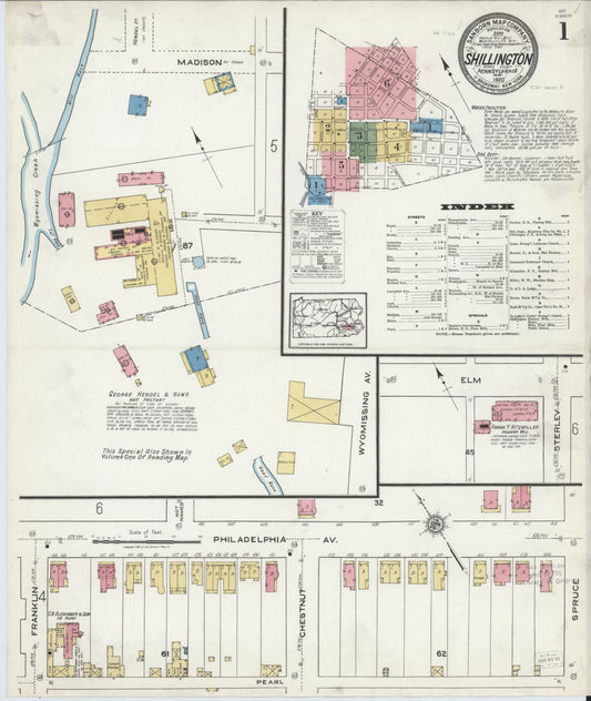 Sanborn Fire Insurance Map from Shillington, Berks County, Pennsylvania (1920), Sheet #0001 - Historic Sanborn Fire Insurance Map Print, vintage old map wall art, antique decor, genealogy gift, Pennsylvania Pennsylvania map