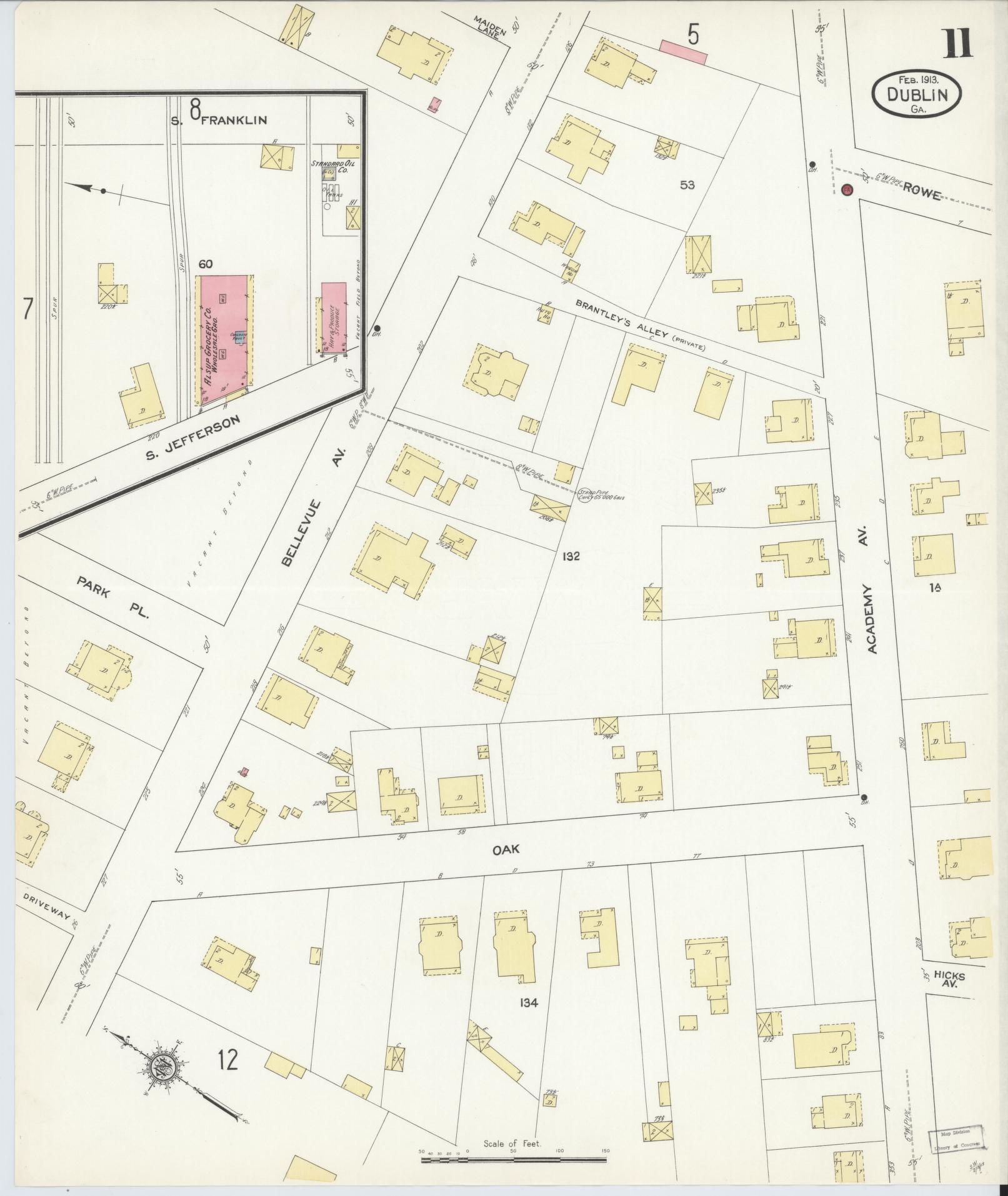 Sanborn Fire Insurance Map from Dublin, Laurens County, Georgia (1913), Sheet #0011 - Complete Map Set gallery image, historic Sanborn map, vintage wall art, Georgia Georgia