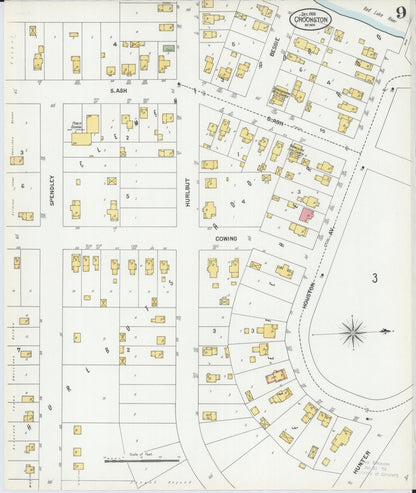 Sanborn Fire Insurance Map from Crookston, Polk County, Minnesota (1900), Sheet #0009 - Complete Map Set gallery image, historic Sanborn map, vintage wall art, Minnesota Minnesota