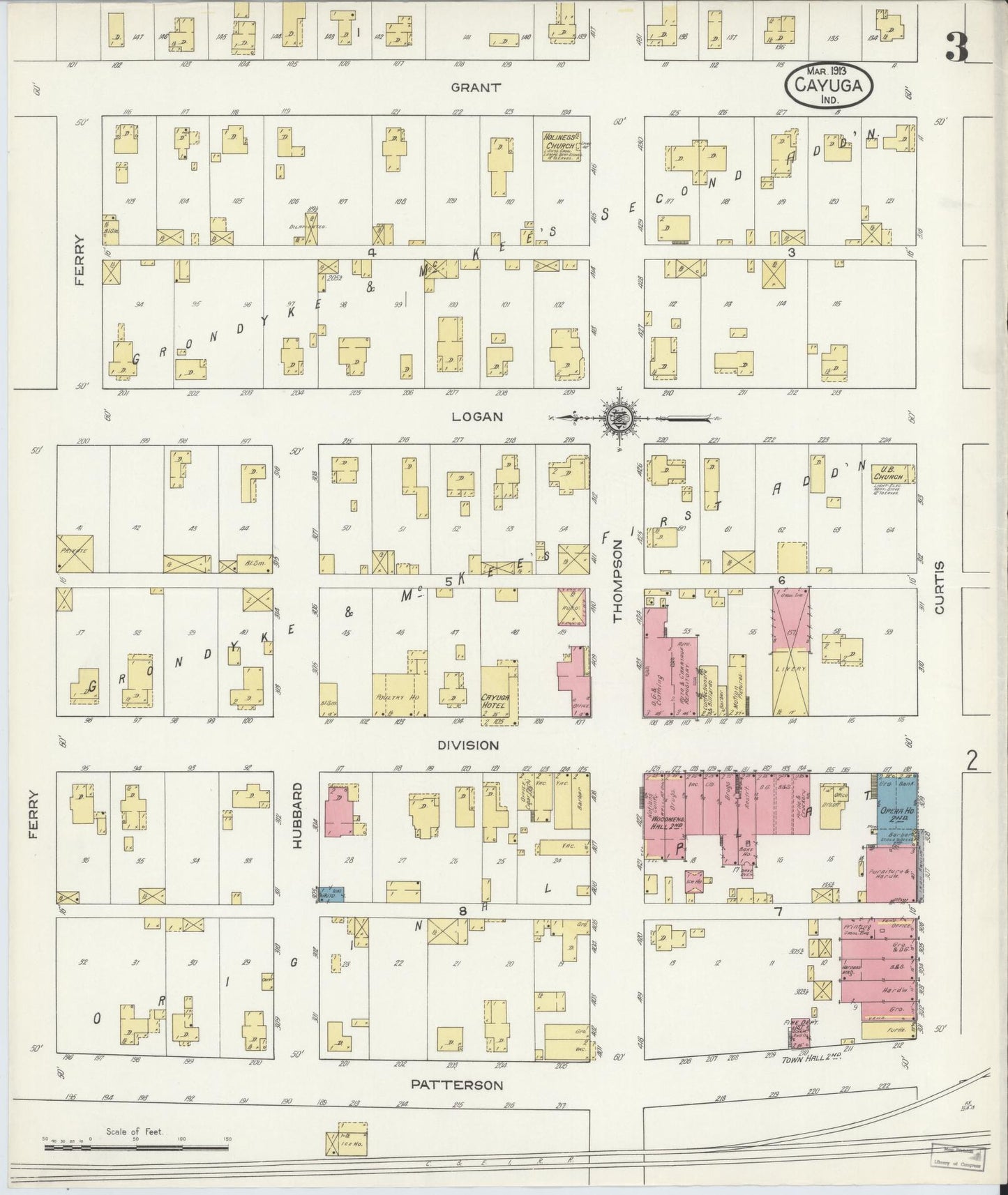 Sanborn Fire Insurance Map from Cayuga, Vermillion County, Indiana (1913), Sheet #0003 - Complete Map Set gallery image, historic Sanborn map, vintage wall art, Indiana Indiana