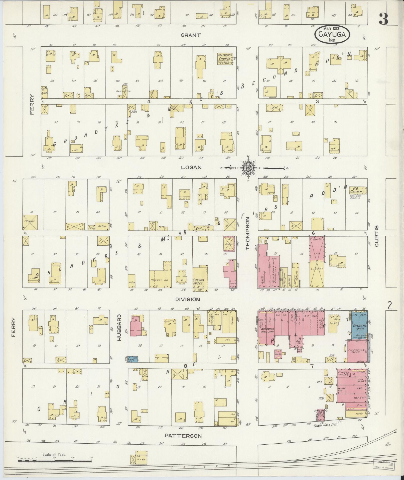 Sanborn Fire Insurance Map from Cayuga, Vermillion County, Indiana (1913), Sheet #0003 - Complete Map Set gallery image, historic Sanborn map, vintage wall art, Indiana Indiana