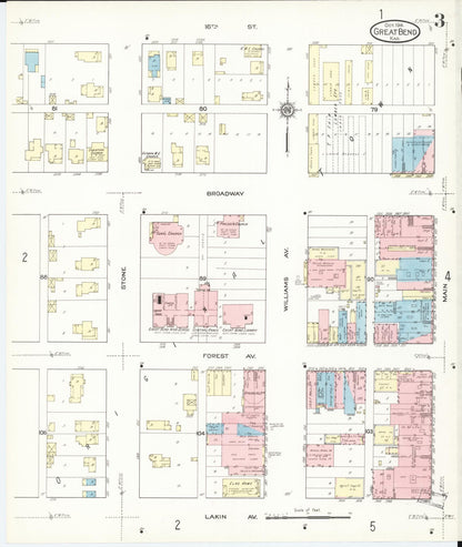 Sanborn Fire Insurance Map from Great Bend, Barton County, Kansas (1914), Sheet #0003 - Complete Map Set gallery image, historic Sanborn map, vintage wall art, Kansas Kansas