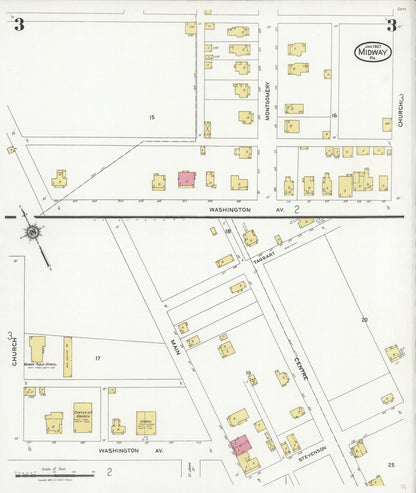 Sanborn Fire Insurance Map from Midway, Washington County, Pennsylvania (1927), Sheet #0003 - Complete Map Set gallery image, historic Sanborn map, vintage wall art, Pennsylvania Pennsylvania