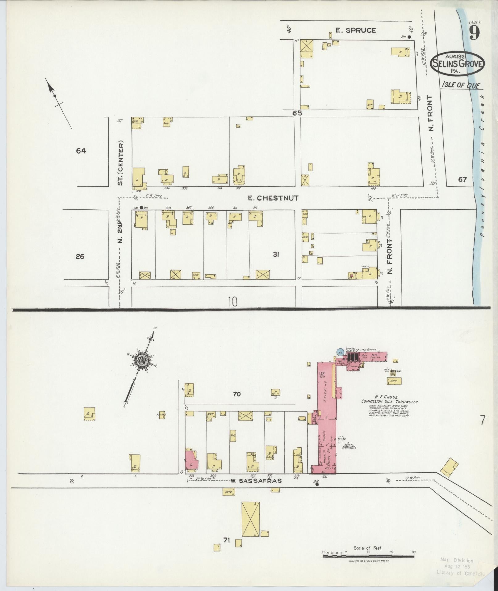 Sanborn Fire Insurance Map from Selins Grove, Snyder County, Pennsylvania (1921), Sheet #0009 - Complete Map Set gallery image, historic Sanborn map, vintage wall art, Pennsylvania Pennsylvania