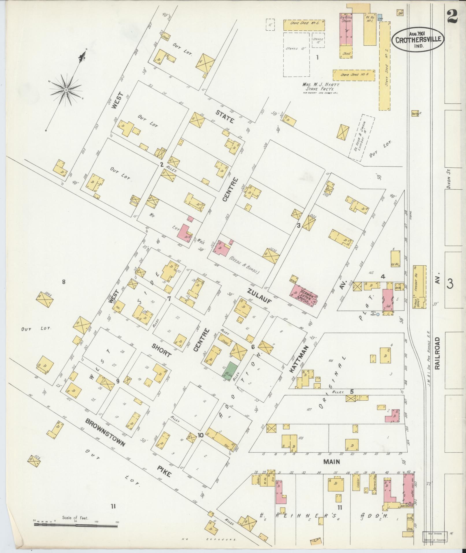 Sanborn Fire Insurance Map from Crothersville, Jackson County, Indiana (1901), Sheet #0002 - Complete Map Set gallery image, historic Sanborn map, vintage wall art, Indiana Indiana