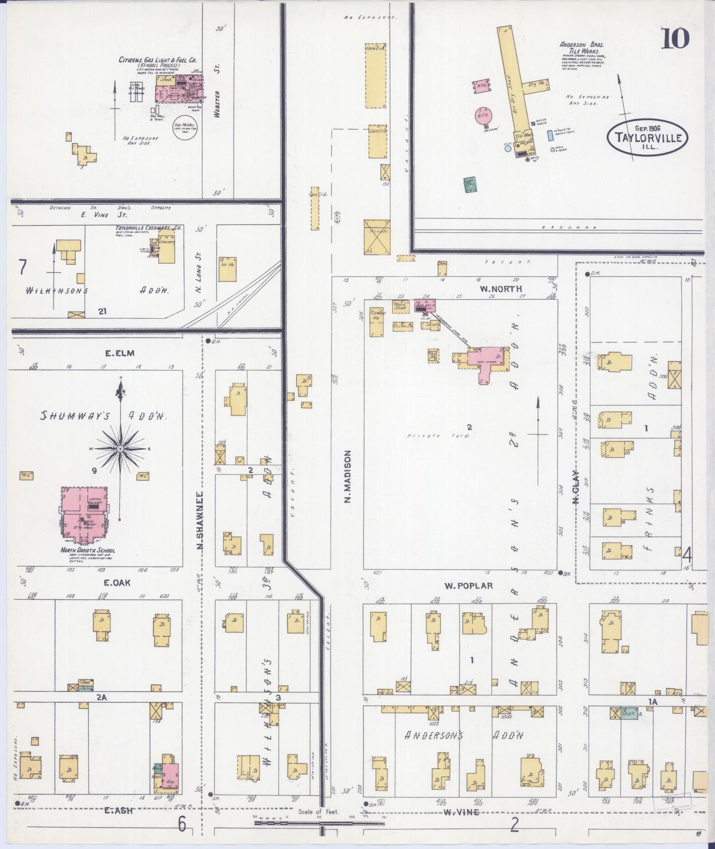 Sanborn Fire Insurance Map from Taylorville, Christian County, Illinois (1906), Sheet #0010 - Complete Map Set gallery image, historic Sanborn map, vintage wall art, Illinois Illinois