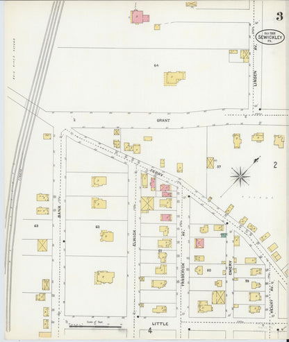 Sanborn Fire Insurance Map from Sewickley, Allegheny County, Pennsylvania (1905), Sheet #0003 - Historic Sanborn Fire Insurance Map Print, vintage old map wall art, antique decor, genealogy gift, Pennsylvania Pennsylvania map