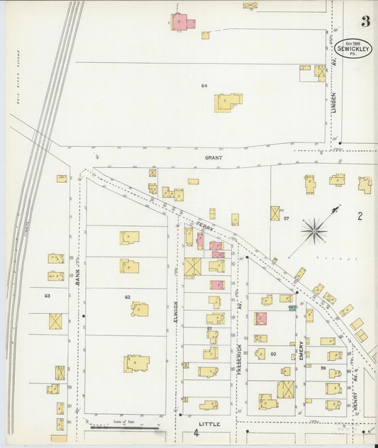 Sanborn Fire Insurance Map from Sewickley, Allegheny County, Pennsylvania (1905), Sheet #0003 - Historic Sanborn Fire Insurance Map Print, vintage old map wall art, antique decor, genealogy gift, Pennsylvania Pennsylvania map