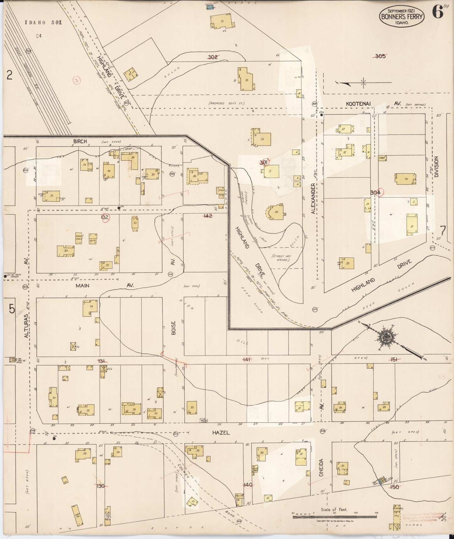 Sanborn Fire Insurance Map from Bonners Ferry, Boundary County, Idaho (1930), Sheet #0006 - Complete Map Set gallery image, historic Sanborn map, vintage wall art, Idaho Idaho
