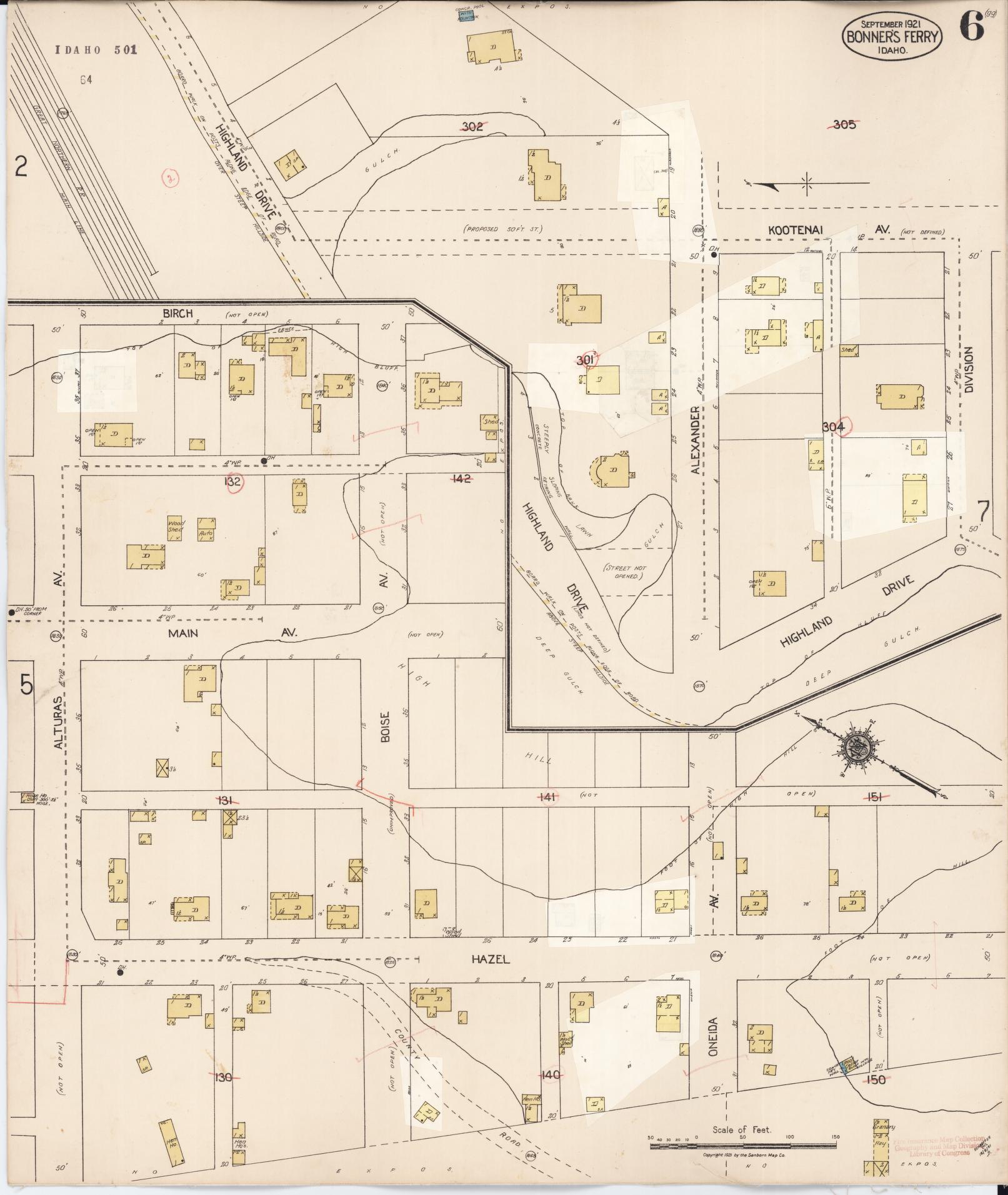 Sanborn Fire Insurance Map from Bonners Ferry, Boundary County, Idaho (1930), Sheet #0006 - Complete Map Set gallery image, historic Sanborn map, vintage wall art, Idaho Idaho